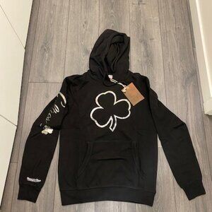 Mitchell & Ness Black Hoodie with White Clover Design
